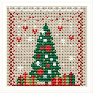 Christmas Decoration Cross stitch pattern, Holiday decor Cross stitch PDF pattern, Little house needlework, Christmas ornament xstitch chart