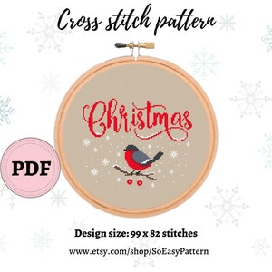 Winter birds cross stitch PDF Christmas Modern Cross Stitch Pattern Holiday cross stitch, Xmas cross stitching, Christmas Decoration xstitch