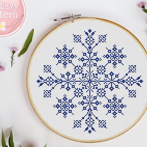 Holiday cross stitch pattern Snowflake Modern cross stitch Christmas cross stitch Merry Christmas cross stitch PDF pattern Easy cross stitch