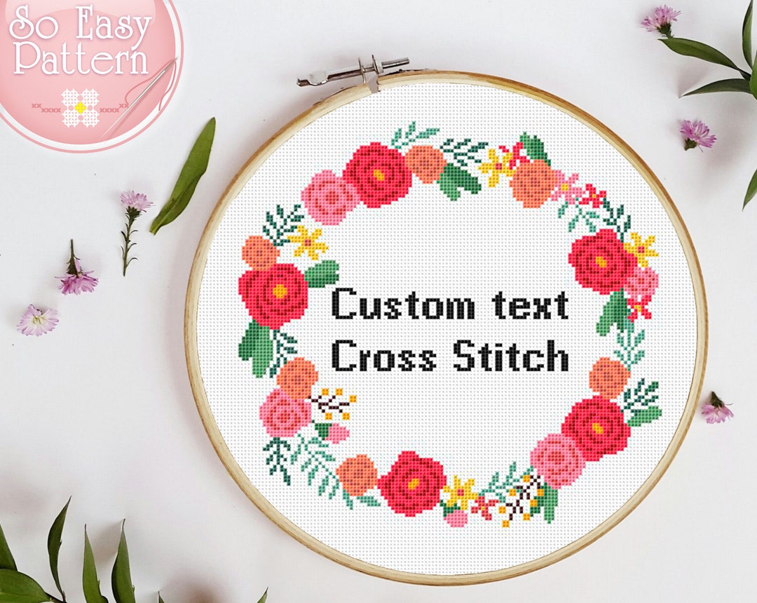 Custom Cross Stitch Pattern Text Your Words Here Cross Stitch Etsy