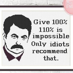 Ron Swanson Subversive cross stitch, Parks and Rec text cross stitch, Funny Cross Stitch Pattern PDF, Quote cross stitch, Xstitch Chart