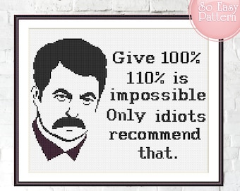 Ron Swanson Subversive cross stitch, Parks and Rec text cross stitch, Funny Cross Stitch Pattern PDF, Quote cross stitch, Xstitch Chart