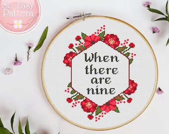 Feminist Cross Stitch Pattern When there are nine Ruth Bader Ginsburg Cross Stitch Pattern RBG cross stitch Quote Subversive Modern xstitch