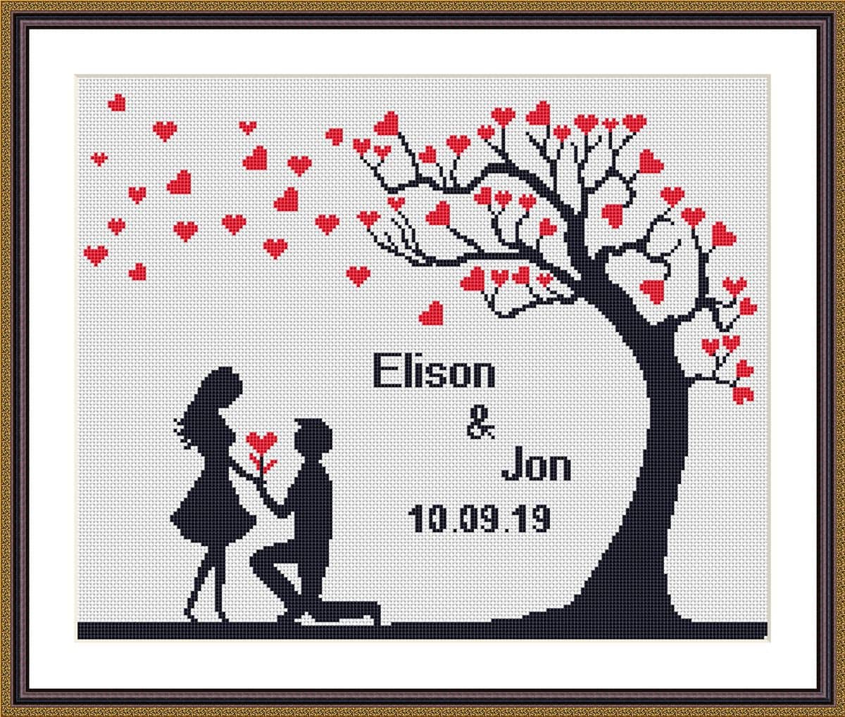 Cross Stitch Pattern Wedding Personalized Love Tree wedding Etsy.de
