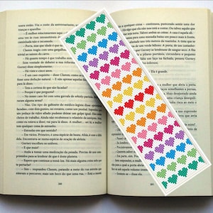 Bookmark Cross Stitch Pattern, Hearts Bookmark Counted Cross Stitch, Embroidery digital PDF pattern, Handmade Gift for book lover