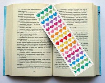 Bookmark Cross Stitch Pattern, Hearts Bookmark Counted Cross Stitch, Embroidery digital PDF pattern, Handmade Gift for book lover