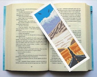 Bookmark Cross Stitch Pattern, Nature landscape Bookmark Counted Cross Stitch, Embroidery digital PDF pattern, Handmade Gift for book lover