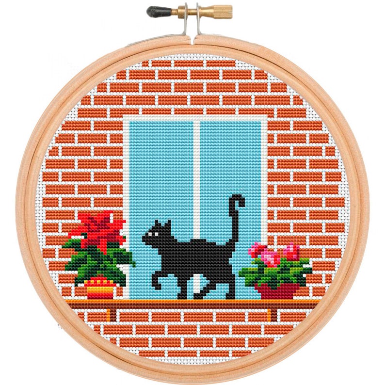 Cat Cross Stitch Pattern PDF Easy Cross Stitch Chart Funny Etsy