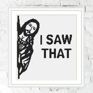 Peeking Jesus Cross Stitch Pattern, Funny Cross Stitch Pattern PDF, Quote cross stitch, Xstitch Chart, Jesus Meme, Humour embroidery