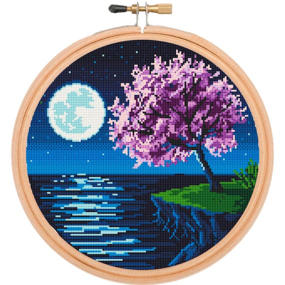 Kit De Punto De Cruz - Girasol Bajo Cielo Azul 40x50cm, Incluye Hilos Y Tela Impresa, Ideal Para Principiantes