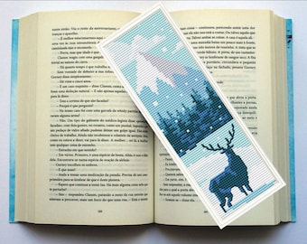 Bookmark Cross Stitch Pattern, Winter landscape Bookmark Counted Cross Stitch, Embroidery digital PDF pattern, Handmade Gift for book lover