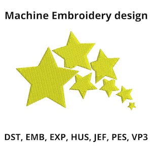 A Wave of Stars Embroidery Design, Machine Embroidery Stars, Baby Embroidery patterns instant download file, Mini Star