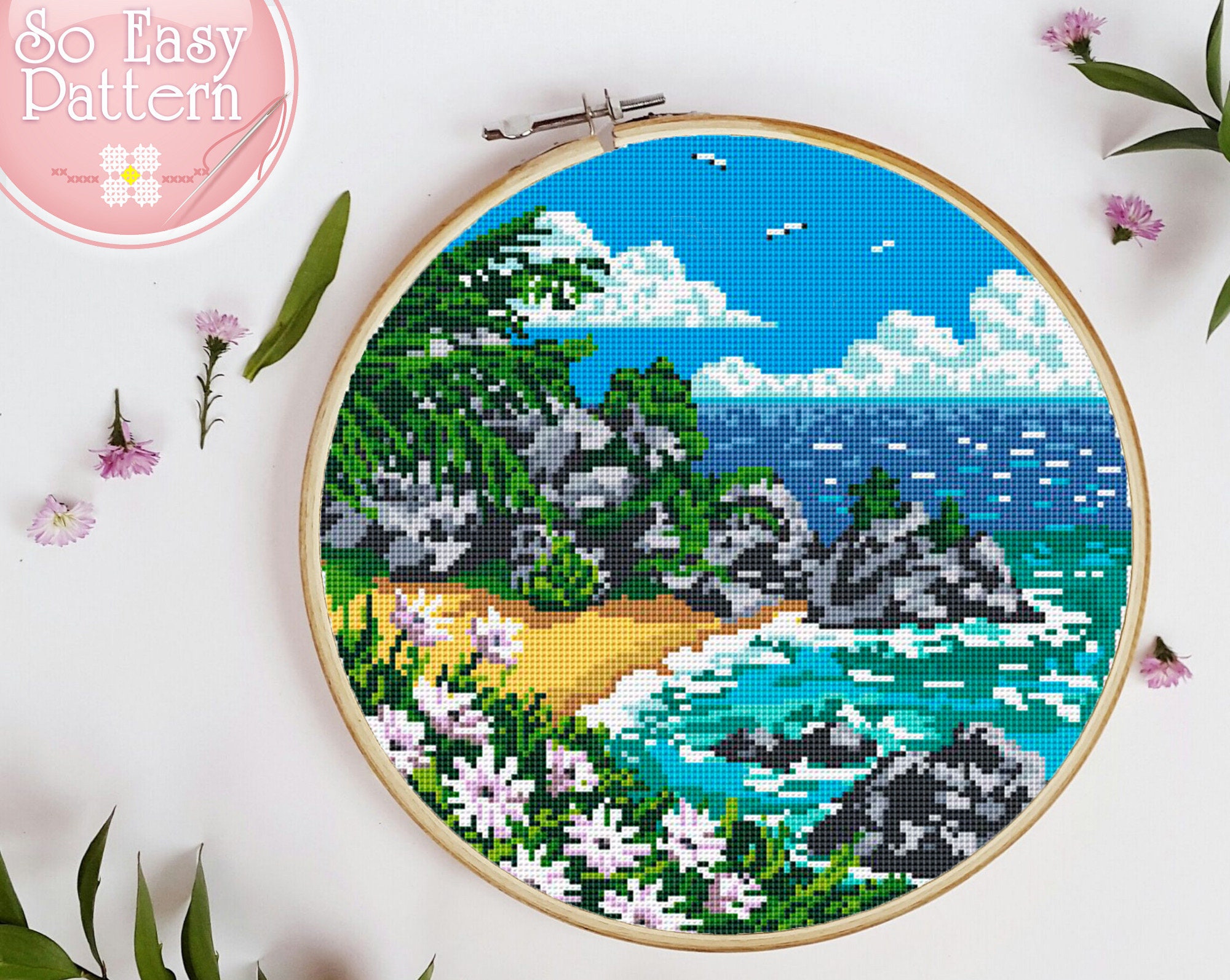 Embroidery easy pdf pattern Landscape cross stitch poster Sky Cross Stitch poster pattern Nature poster cross stitch