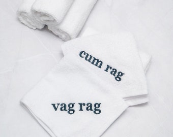 Cum Rag and Vag Rag set towels, Cum towel, Husband, Boyfriend funny gift towels, Girlfriend, Couples, after sex towel with embroidered