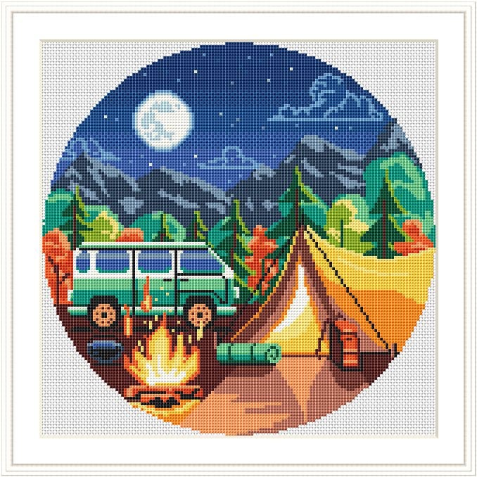 Cross Stitch Kit Camping Nature cross stitch Kits Adventure Etsy