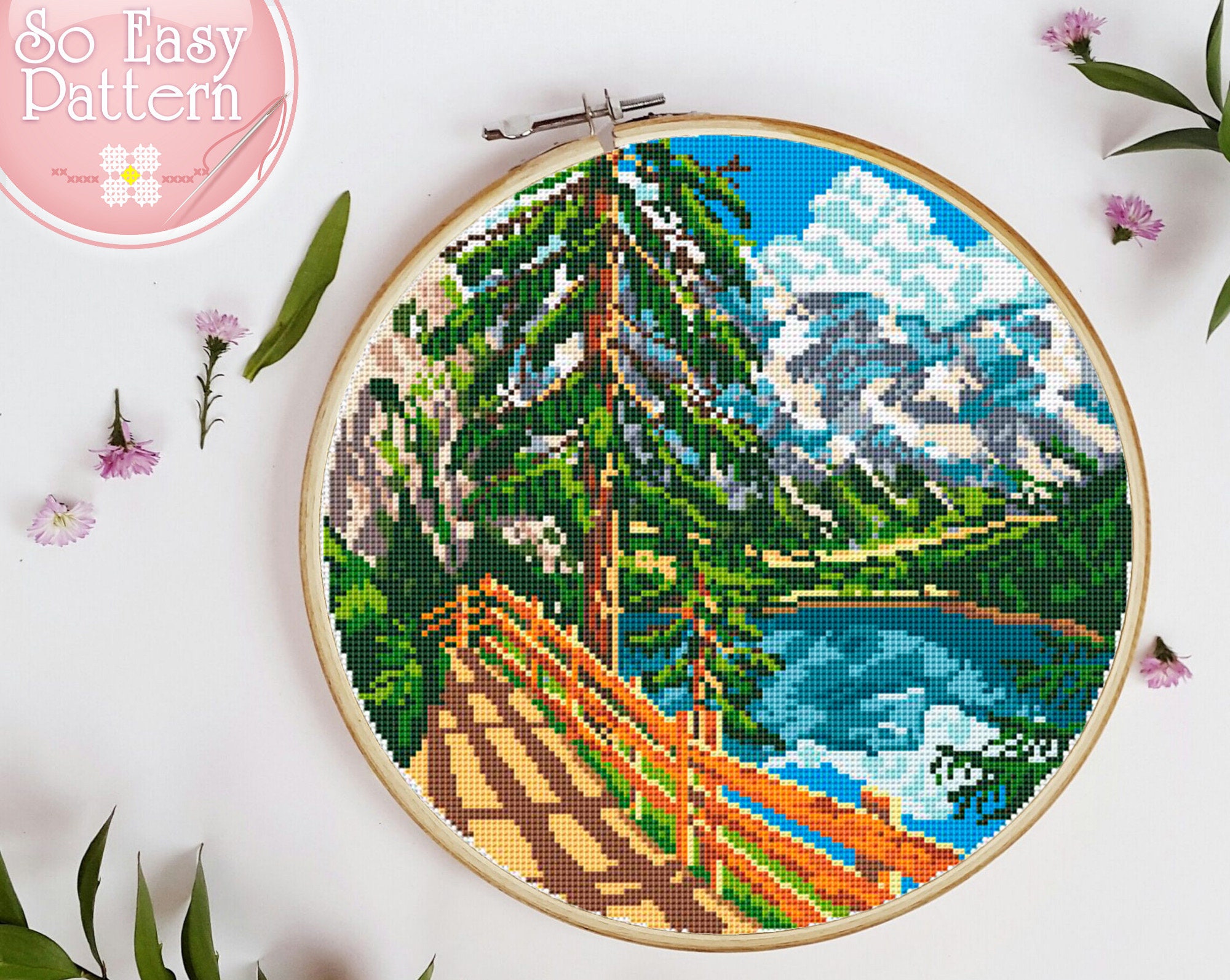 Nature Cross Stitch Pattern PDF Landscape Modern Cross Stitch | Etsy