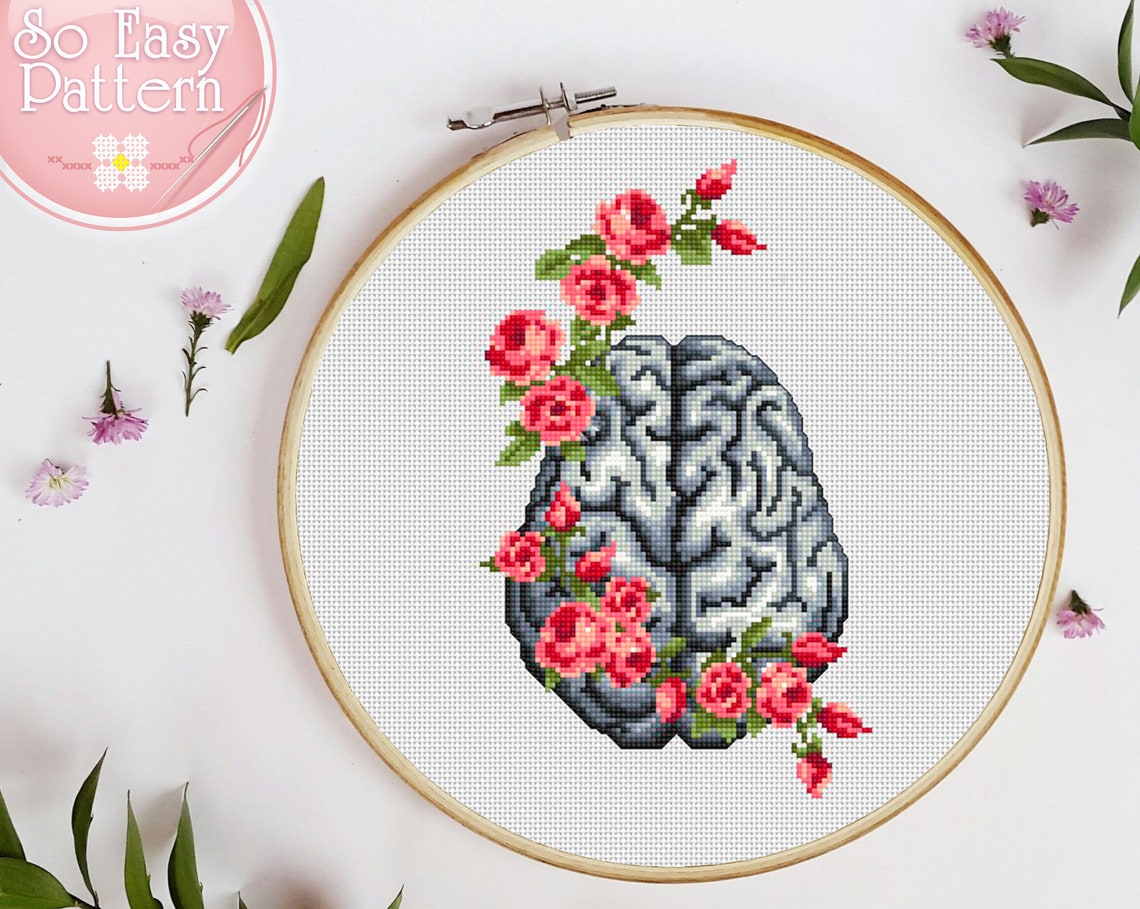 Brain cross stitch pattern PDF Anatomy cross stitch Etsy