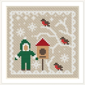 Holiday decor Cross stitch PDF pattern, Christmas Decoration Cross stitch pattern, Little house needlework, Christmas ornament xstitch chart