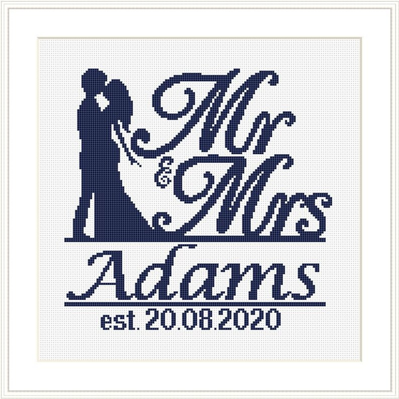 Wedding Modern Cross Stitch Pattern Personalized Counted Etsy