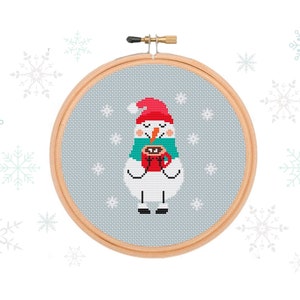 Snowman Cross Stitch pattern Winter cross stitch Holiday cross stitch Christmas Ornament Easy cross stitch chart Xmas cross stitching