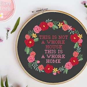 Kreuzstichmuster Dies ist kein Bordürenhaus Dies ist ein Bordürenhaus Lustiges Kreuzstichdesign Rude Zitat xstitch chart Subversives Muster