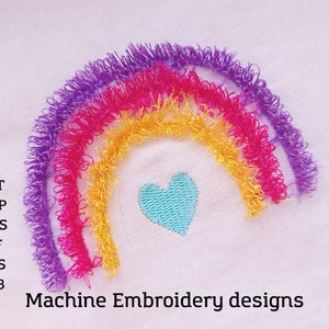 Rainbow Machine Embroidery Design, Fluffy Fringe Embroidery in the Hoop Embroidery Instant Download Files Pes, Sew, Jef 4 design size