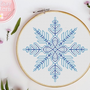 Holiday cross stitch pattern Snowflake Modern cross stitch Christmas cross stitch Merry Christmas cross stitch PDF pattern Easy cross stitch