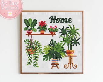 Plants cross stitch pattern PDF Succulent Cross Stitch Home Plants Modern Embroidery Pattern Botanical Cross Stitching Easy cross stitch