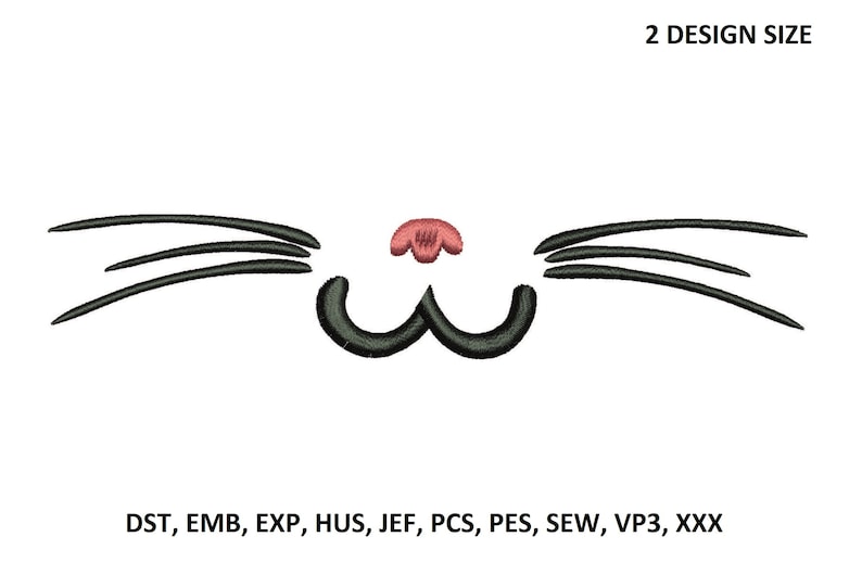 Face Mask Embroidery Design Cat mustache embroidery Machine Etsy
