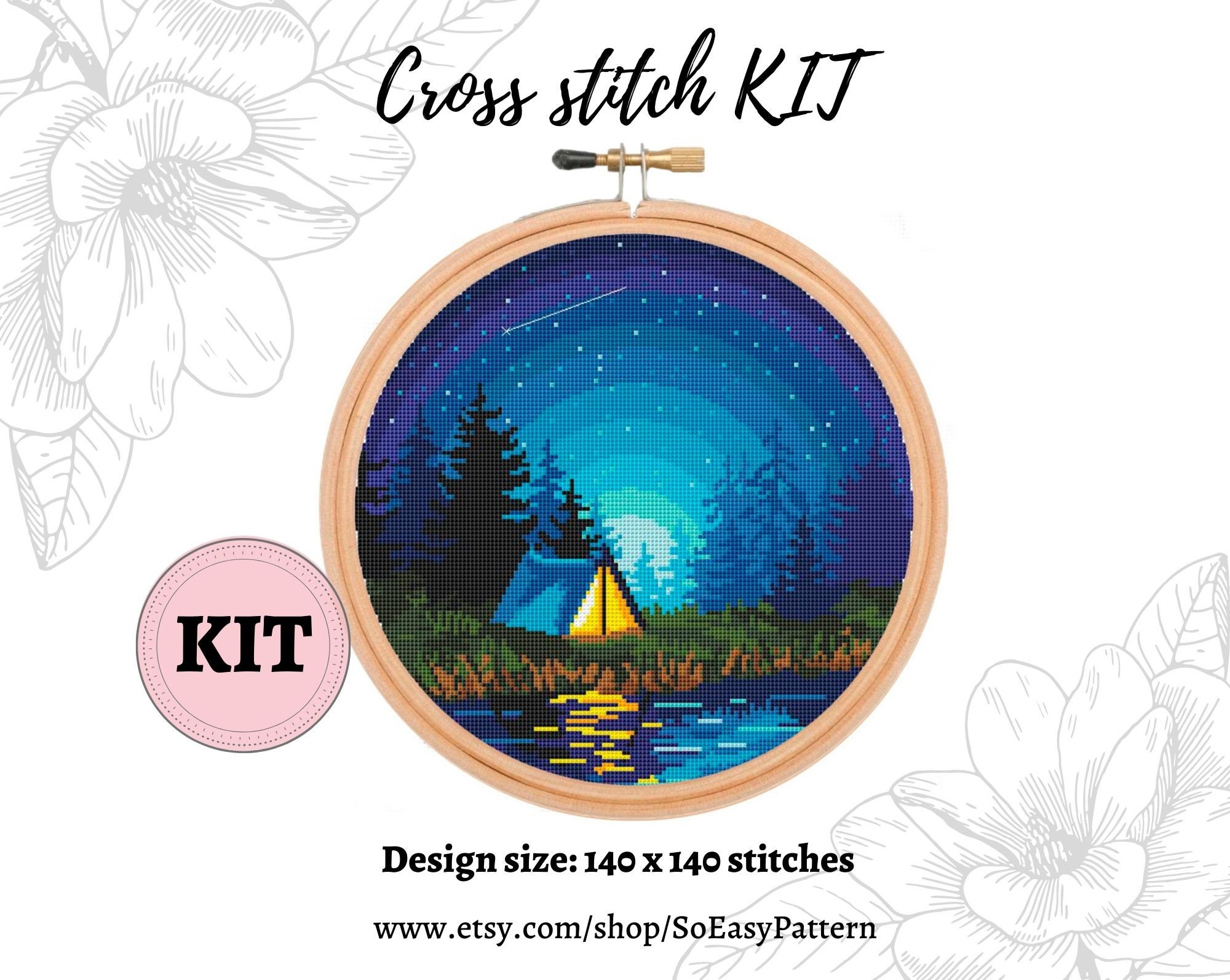 Cross Stitch Kit Camping Nature cross stitch Kits Adventure Etsy
