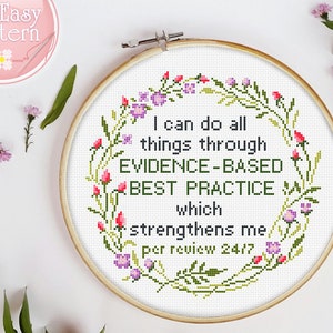 Cross Stitch Pattern I Can Do All Things Through Evidence Based Best Practice Funny Cross Stitch PDF Quote Subversive Snarky cross stitching