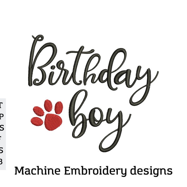 Birthday Boy Embroidery Design, Dog Birthday Bandana Embroidery Design file, Machine embroidery design