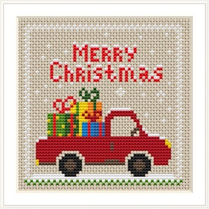 Holiday decor Cross stitch PDF pattern, Christmas Decoration Cross stitch pattern, Farmhouse Truck needlework, Christmas ornament xstitch