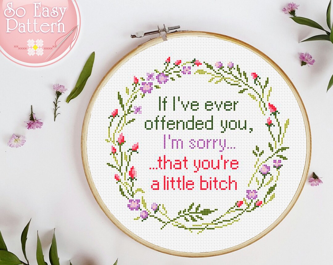 Quote Cross Stitch Pattern If I've Ever Offended You I'm Sorry Little ...