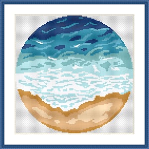 Ocean Cross Stitch pattern PDF, Modern nature cross stitch, Beach cross stitch, Sea, Nature cross stitch, Landscape cross stitch, embroidery image 3