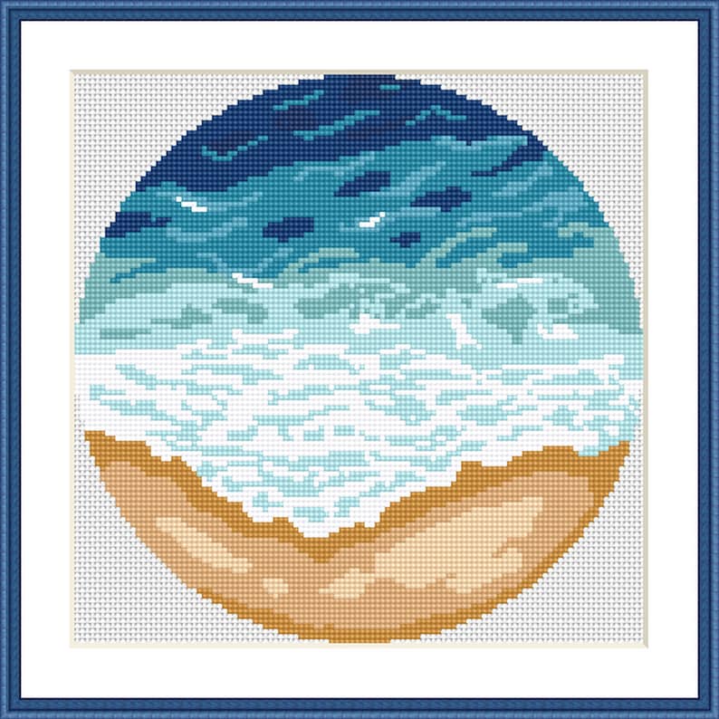 Ocean Cross Stitch pattern PDF, Modern nature cross stitch, Beach cross stitch, Sea, Nature cross stitch, Landscape cross stitch, embroidery image 3