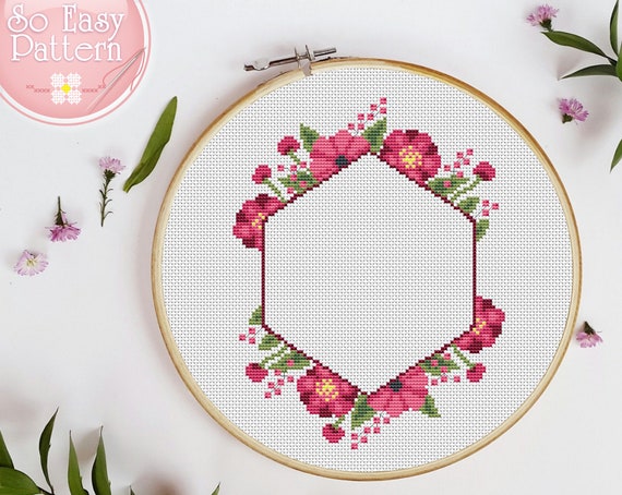 Rose cross stitch pattern Small floral cross stitch for beginners DIY ...