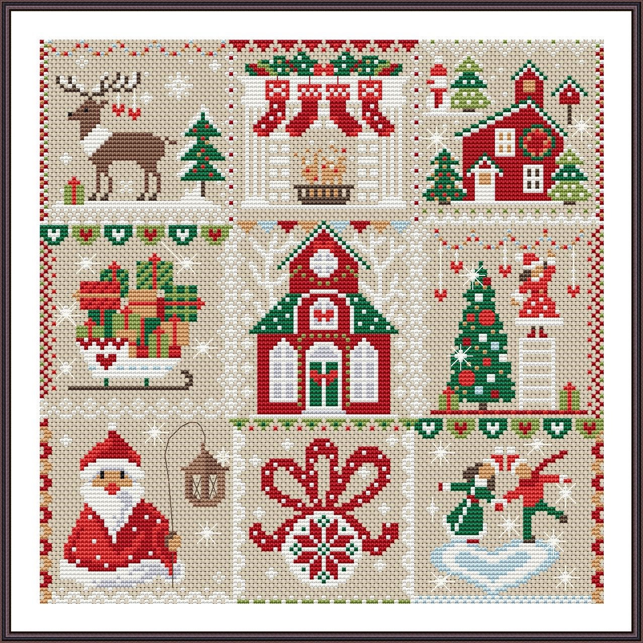 christmas-cross-stitch-patterns-sampler-cross-stitch-etsy