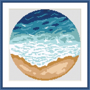 Ocean Cross Stitch pattern PDF, Modern nature cross stitch, Beach cross stitch, Sea, Nature cross stitch, Landscape cross stitch, embroidery image 2