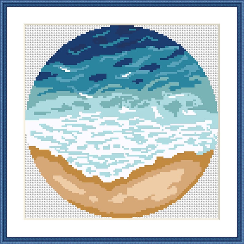 Ocean Cross Stitch pattern PDF, Modern nature cross stitch, Beach cross stitch, Sea, Nature cross stitch, Landscape cross stitch, embroidery image 2