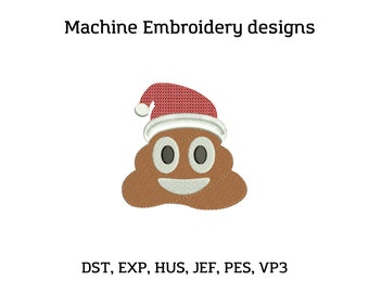 Emoji Emoji Stickdatei Stickdatei, Weihnachtsmann Emoji Stickdatei, Emoji Stickdatei, Weihnachtsmütze, lustige Stickerei