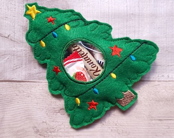 Christmas Tree Treat Bag In The Hoop Machine Embroidery Design, Christmas Treat bag, Embroidery File Chistmas Candy Holders