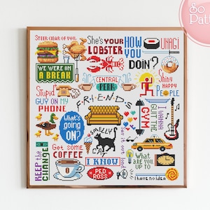 Amigos programa de televisión patrón de punto de cruz mejores citas de amigos muestra de punto de cruz gráfico xstitch moderno película punto de cruz amigos arte bordado