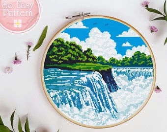 Landscape Modern Cross Stitch pattern Niagara falls Digital Cross Stitch Patterns Nature cross stitch National Park Counted Cross Stitching