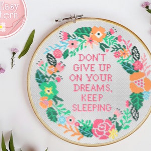 Funny cross stitch Subversive cross stitch pattern PDF Dont give up Xstitch Cross stitch border Floral Wreath cross stitch Text cross stitch