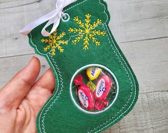 Weihnachtsstrumpf In The Hoop, Stickmuster, Stickdatei, Weihnachtssocke