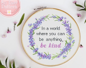 Be Kind Subversief Kruissteekpatroon Modern kruissteekschema Grappige kruissteek PDF Quote xstitch patroon Snarky kruissteek
