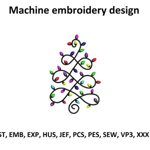 Christmas tree embroidery designs, Machine embroidery files Christmas, Swirl christmas tree Machine embroidery Pes, Sew, Jef