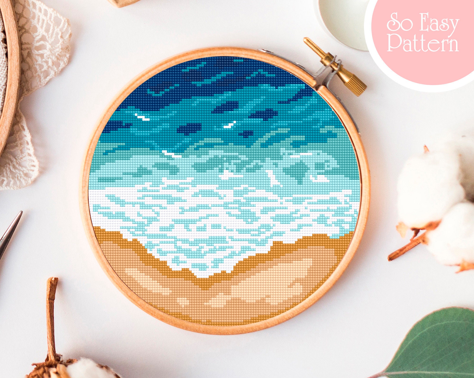 Ocean Cross Stitch pattern PDF Modern nature cross stitch | Etsy