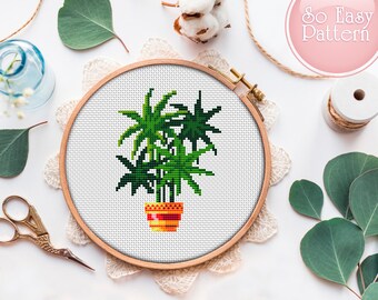 Plant cross stitch pattern PDF Botanical counted cross stitch Easy xstitch pattern Mini cross stitch House Plant Modern cross stitch chart